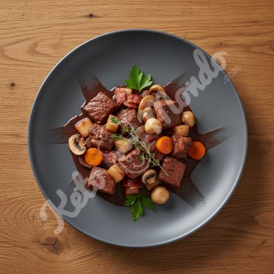 Boeuf bourguignon keto aux légumes racines