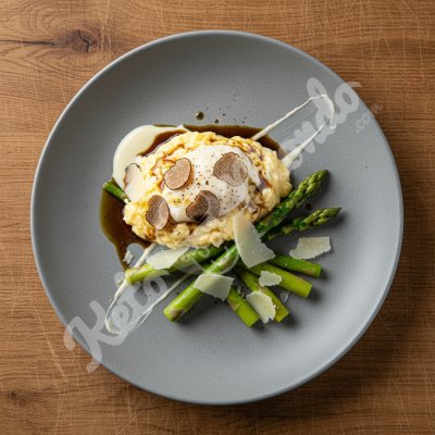 oeufs brouillés à la truffe et asperges