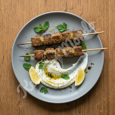 Brochettes d'agneau au za'atar, labneh et citron
