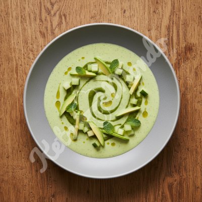 Velouté froid concombre-avocat à la menthe