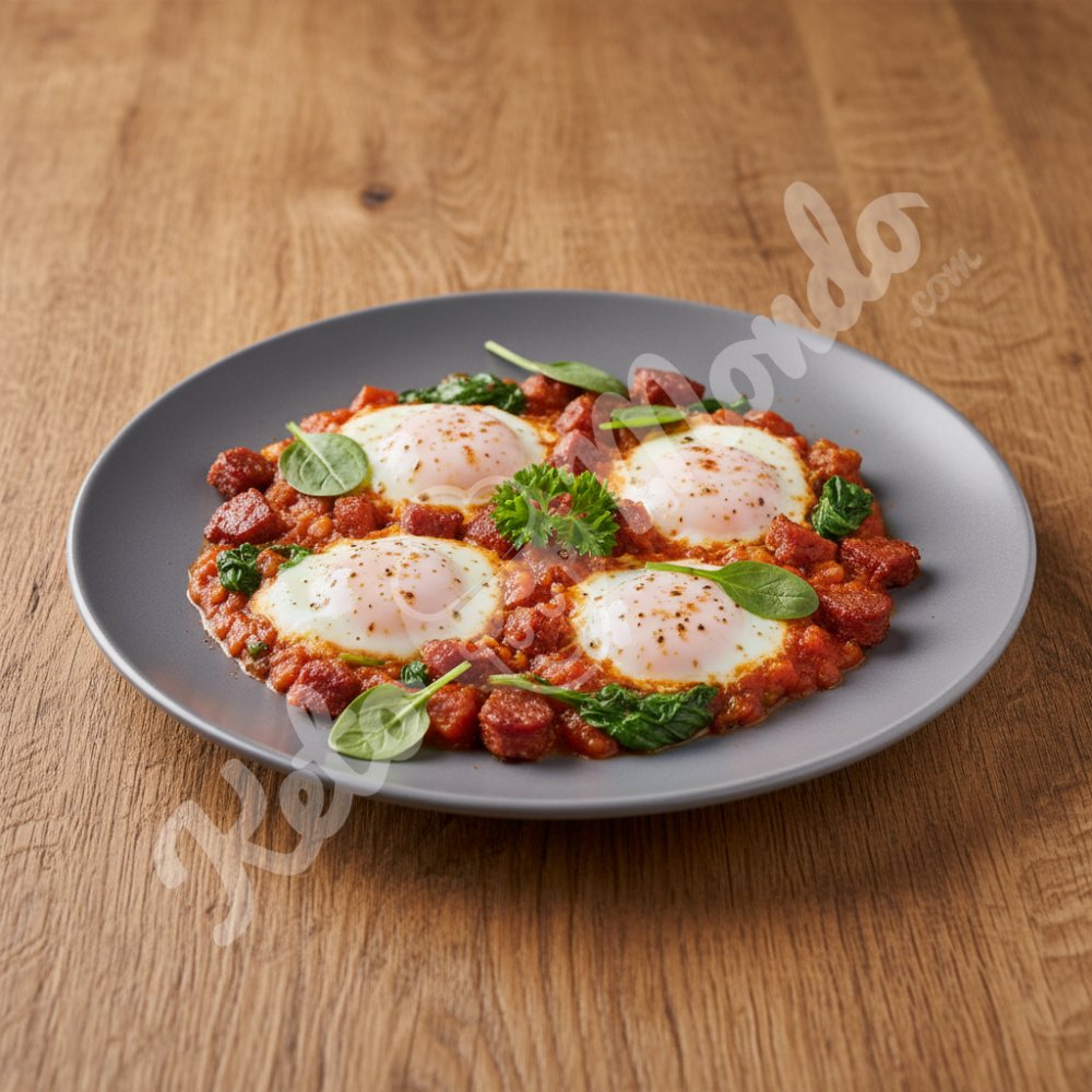 Spinach and chorizo ​​shakeshuka