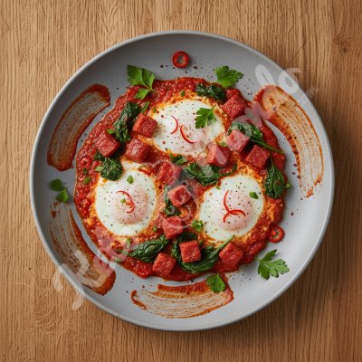 Shakshuka aux épinards et chorizo