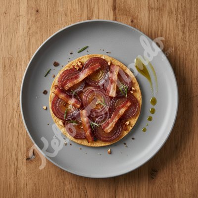 Tarte fine sans pâte: oignon confit, bacon & romarin