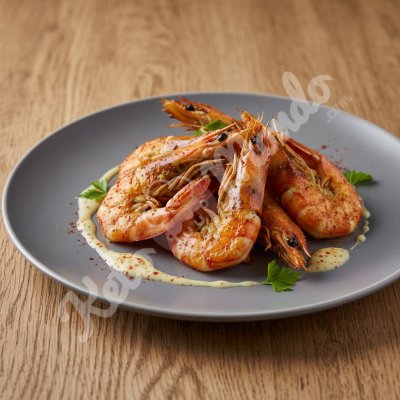 Gambas a la plancha con ajetes y pimentón ahumado