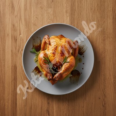 Poulet rôti au romarin et beurre à l'ail