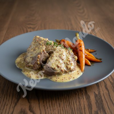 Boeuf à la moutarde ancienne, carottes céto confites