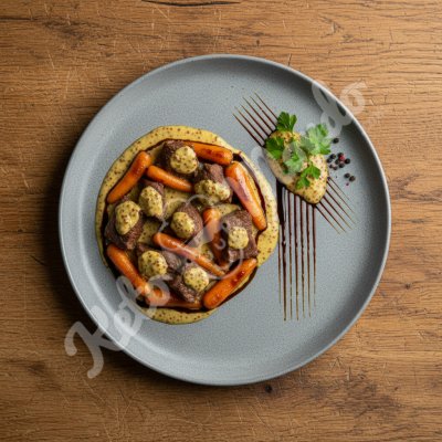 Boeuf à la moutarde ancienne, carottes céto confites