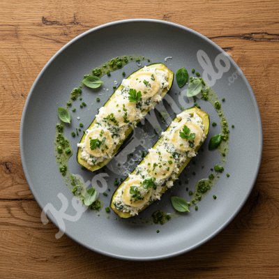 Courgettes farcies au fromage et herbes