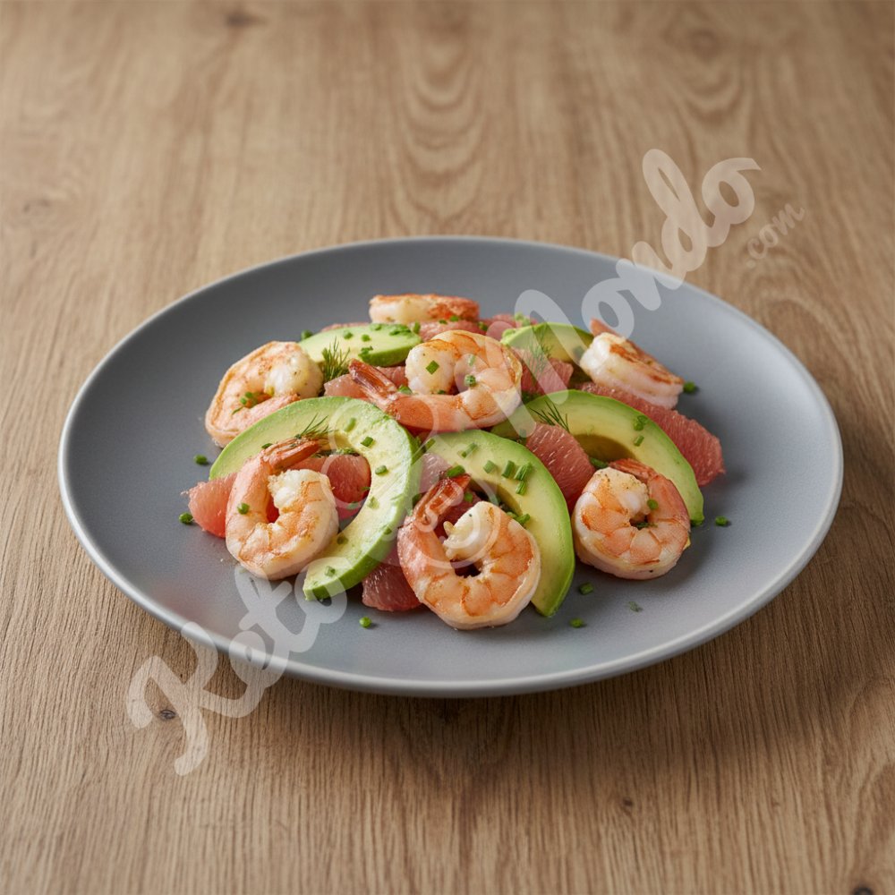 Salade de crevettes, avocat et pamplemousse