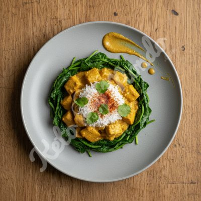 Poulet au curry coco et épinards