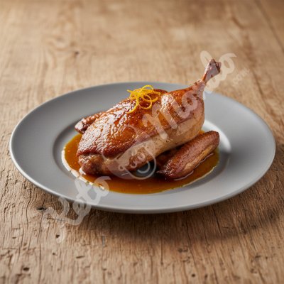 Canette rôtie, sauce à l'orange réduite