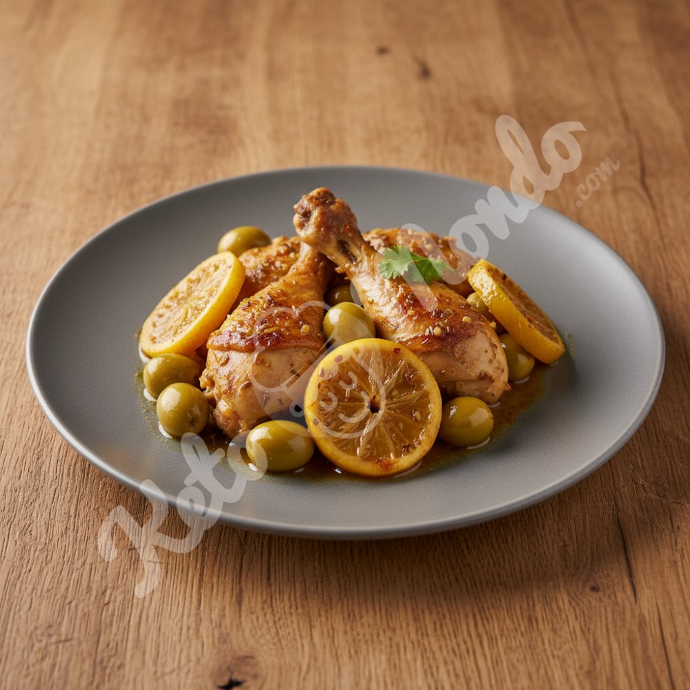 Tajine de poulet aux olives et citron confit