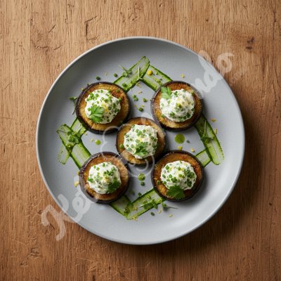 Bouchées d'aubergine au chèvre et herbes