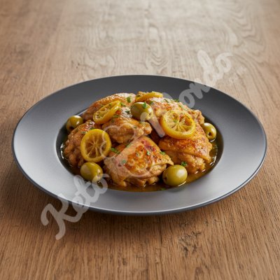 Tajine de poulet aux olives et citron confit