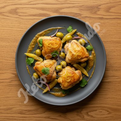Tajine de poulet aux olives et citron confit