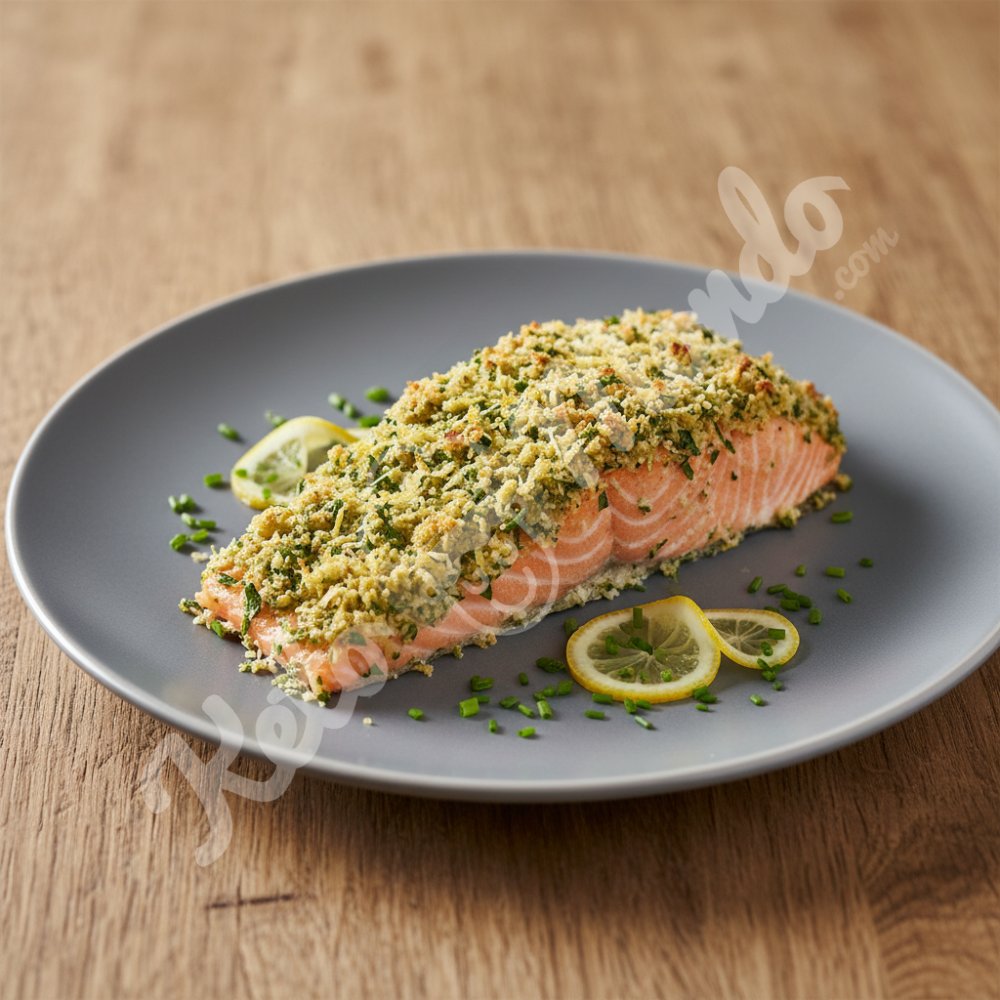 Filet de saumon en croûte d'herbes et citron