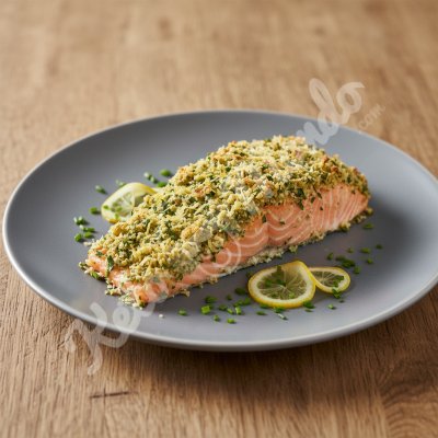 Filet de saumon en croûte d'herbes et citron