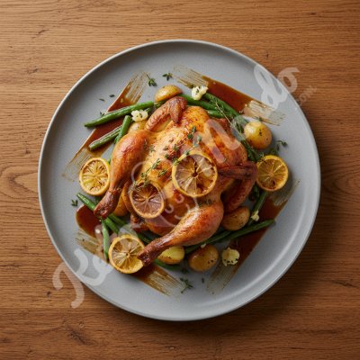 Poulet rôti au citron et thym