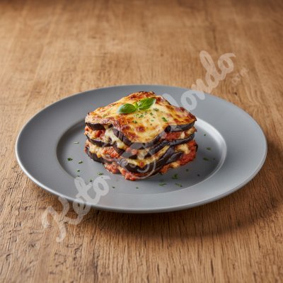 Light Parmigiana with smoked eggplant ricotta and lemon basil coulis