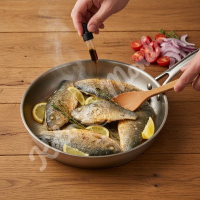 Doradenfilet, kandiertes Zitronen-Trüffelöl und Spargel