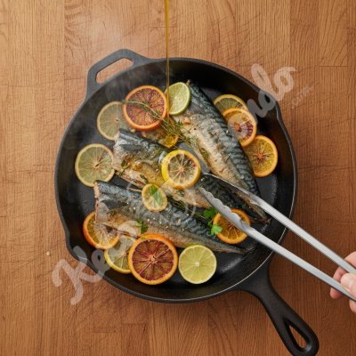 Mackerel grilled citrus fruits olive oil