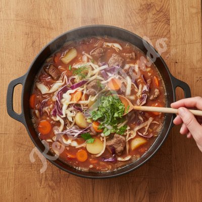 Light Russian cabbage soup