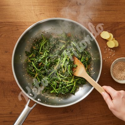 Kale with sesame ginger sauce