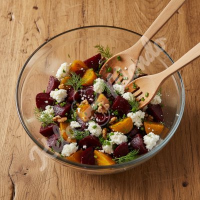 Beetroot salad with fresh cheese