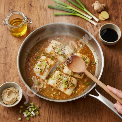 Poisson blanc miso gingembre