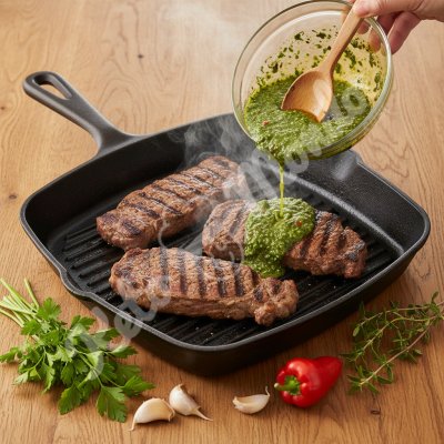 Gegrilltes Carne Asada mit Chimichurri