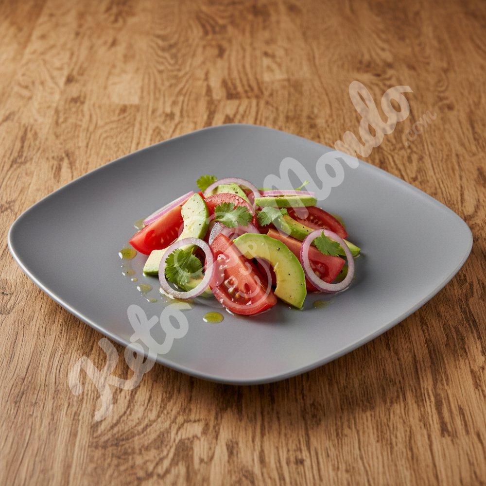 Tomato, avocado and onion salad