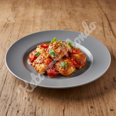 Fish with sambal, tomato and chili
