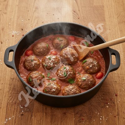 Rinderfleischbällchen, reichhaltige Tomatensauce