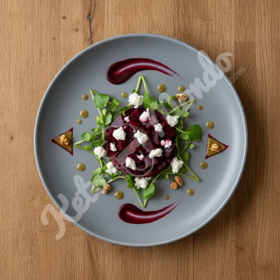 Salade de betterave, chèvre et cresson